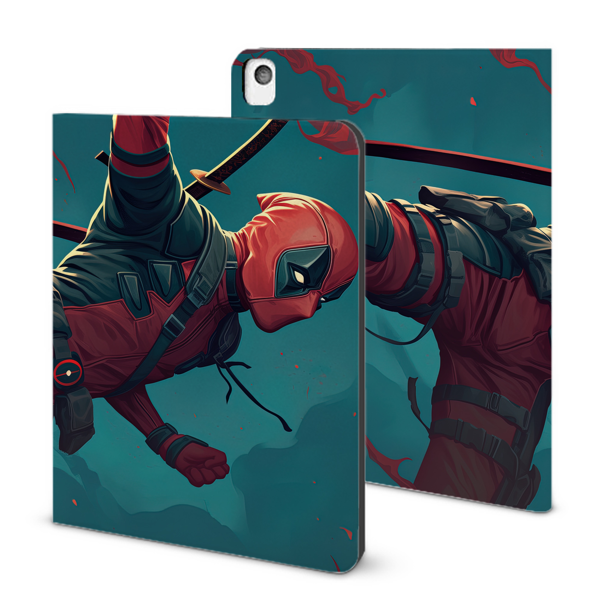 （画像用） Deadpool デッドプール IPadケース ペンホルダー付き ブックスタイルデザイン